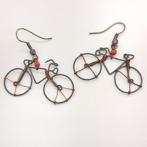 Handmade Wire Bicycle Dangle Earrings